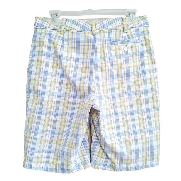 Lady Hagen Women’s Golf Bermuda Shorts Blue Yellow Plaid Stretch Size 4 - Picture 2 of 3